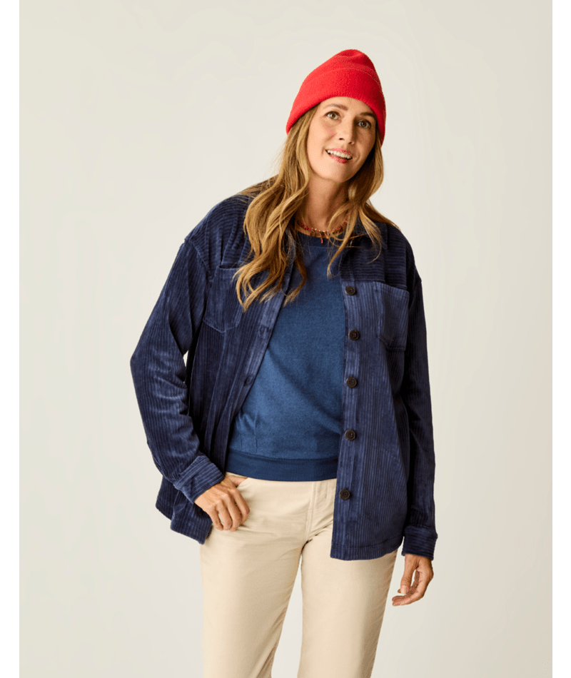 Hudson Stretch Cord Shacket - 552NAVY