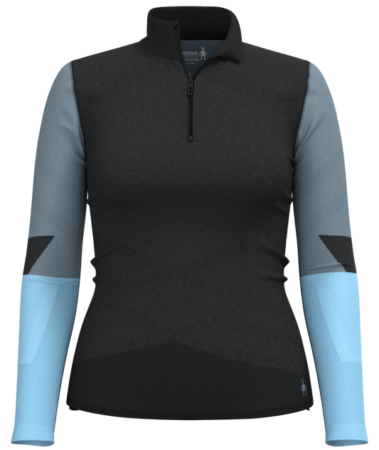 Women's Intraknit Thermal Merino Base Layer Colorblock 1/4 Zip - 001BLACK